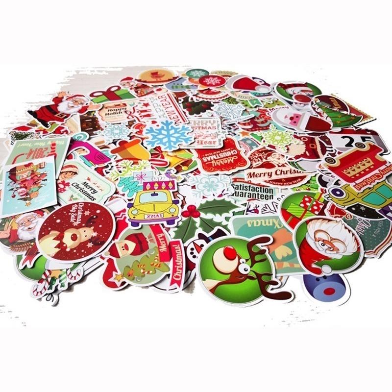 Santa Claus Christmas Graffiti Stickers Christmas Decorations Sticker Toy 100pcs/pack