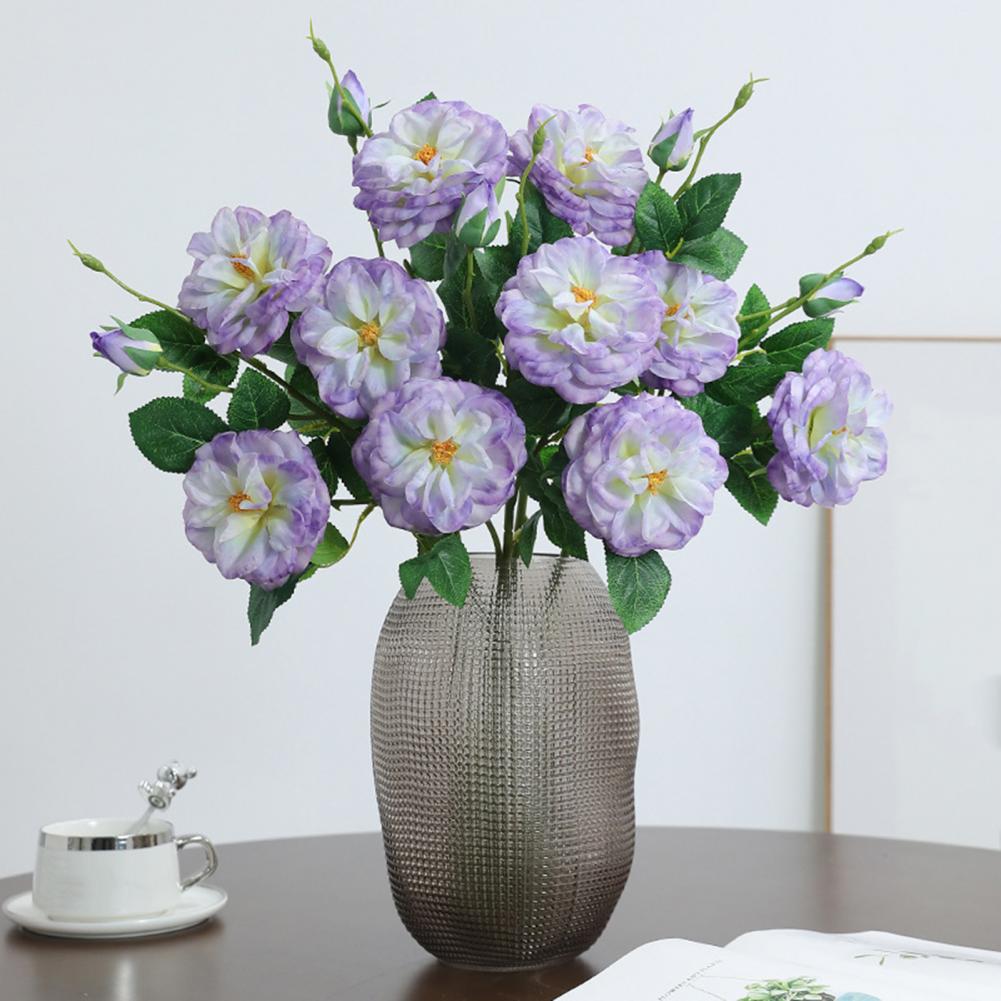 Artificial Rose Flower Fake Rose Flower Artificial Rose Bouquet with Green Leaves Realistic Long Stem Faux Flowers Wedding Party