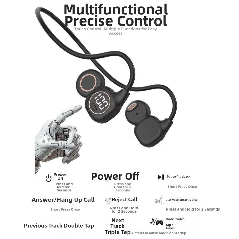 LED Digital Display Wireless Earbuds Neckband Built In Microphone Sport Headset  Karaoke Singing