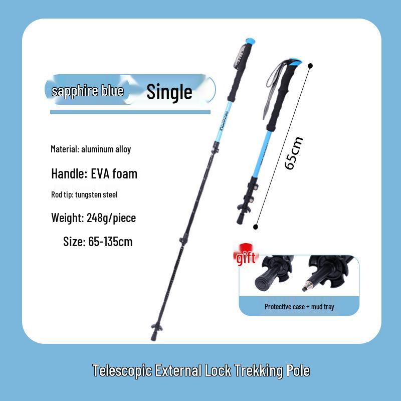 Ultra-light Telescopic Aluminum Trekking Pole - Foldable, Portable, and Perfect for Hiking and Climbing