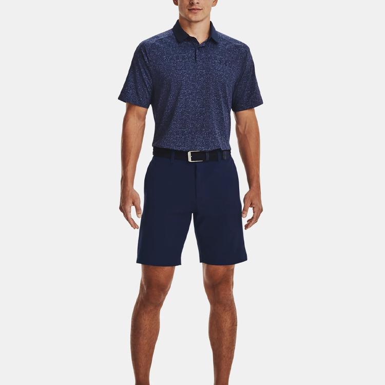Under Armour Solid Color Casual Short Sleeve Polo Shirt Men Tops Midnight-Navy 1377294-410