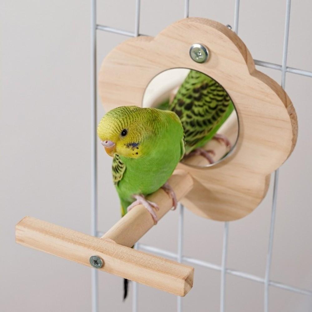 Bite Resistant Bird Flower Mirror Toy Hanging Parrot Swing Toy Parrot Swing Stand Cage Accessories