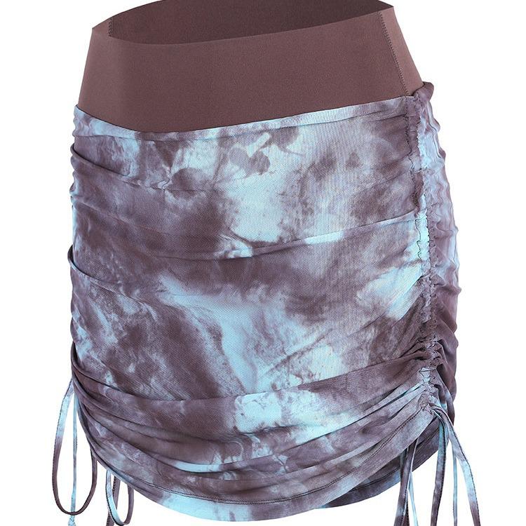 Jupe plissée en maille tie-dye pour femme - Séchage rapide, taille haute, pour le yoga et le tennis