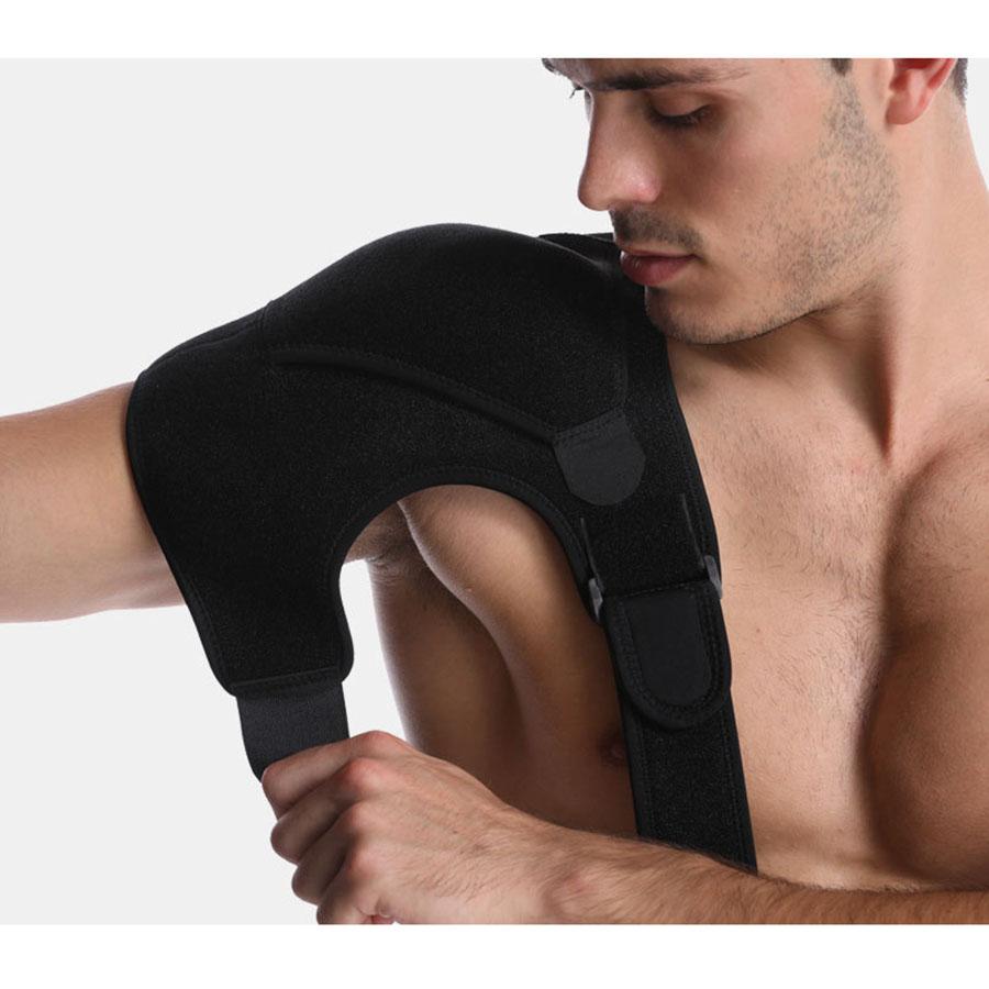 Black Adjustable Shoulder Brace Compression Cuff Pain Relief Support Belt Sprain