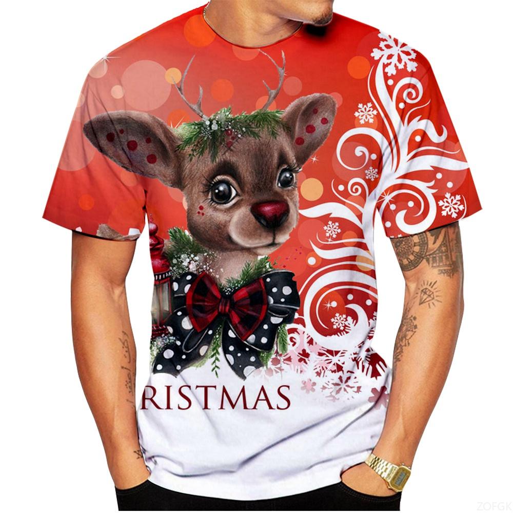 Fashionable Christmas Men's T-shirt, Casual Men's Short Sleeved T-shirt, Round Neck Shirt, Personalized Casual Loose Clothing
