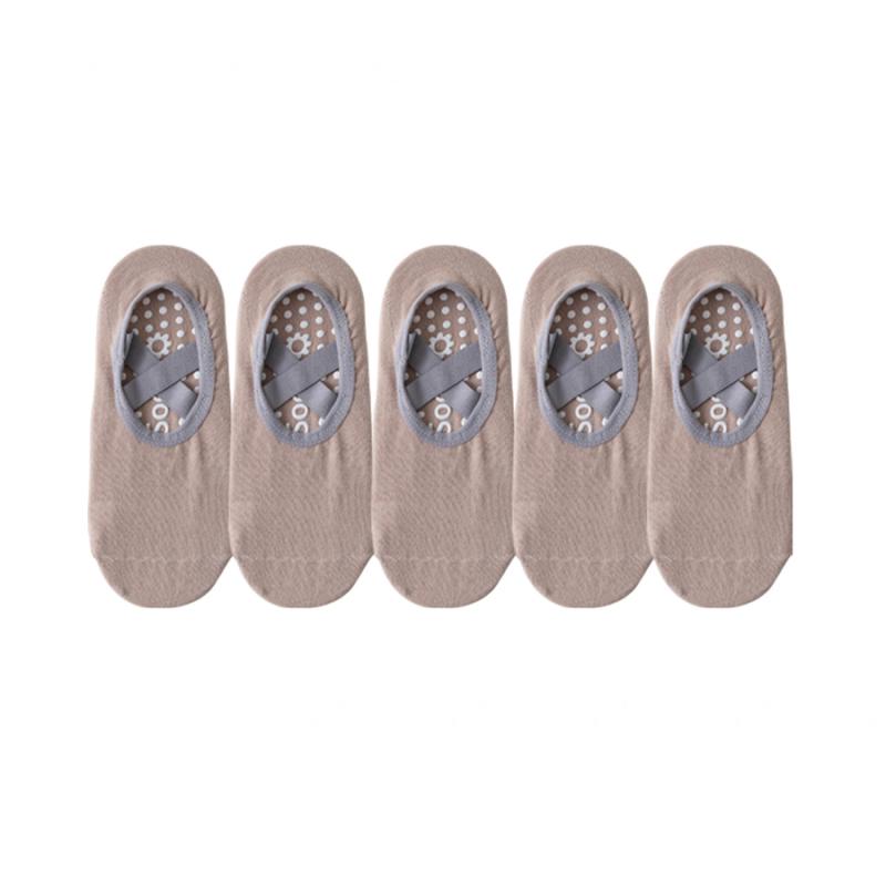 

5 пар носков для йоги для женщин из нейлона, чистого хлопка, нескользящие, бандажные, спортивные, балетные, танцевальные носки, впитывающие влагу хаки