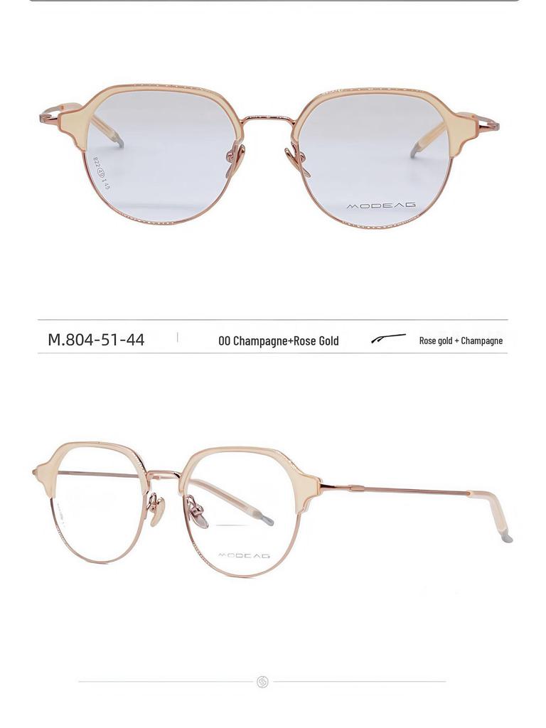 Unisex Full Frame Pure Titanium Eyeglasses with Acetate Oval Eyebrow Line