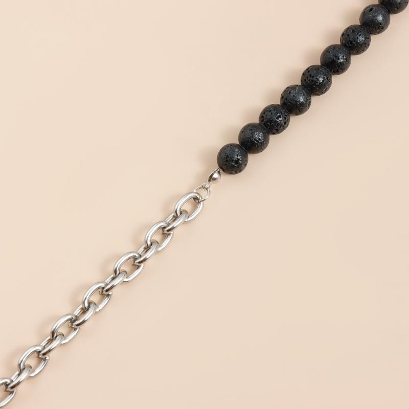 Trendy Multi Textured Resin And Imitation Pearls Necklace Lightweight Layering Chain Jewelry For Everyday Wear