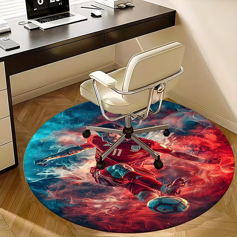 Cristiano Ronaldo Chair Mat Round Rug-Office Carpet, Machine Washable, Non-slip, Suitable for Living Rooms, Bedrooms