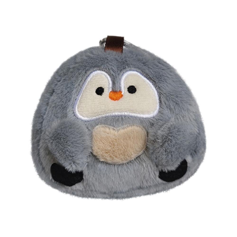 

Мультяшный кошелек для монет в виде пингвина на молнии, сумка для хранения мелочей, плюшевый кошелек со шнурком, подарок серый