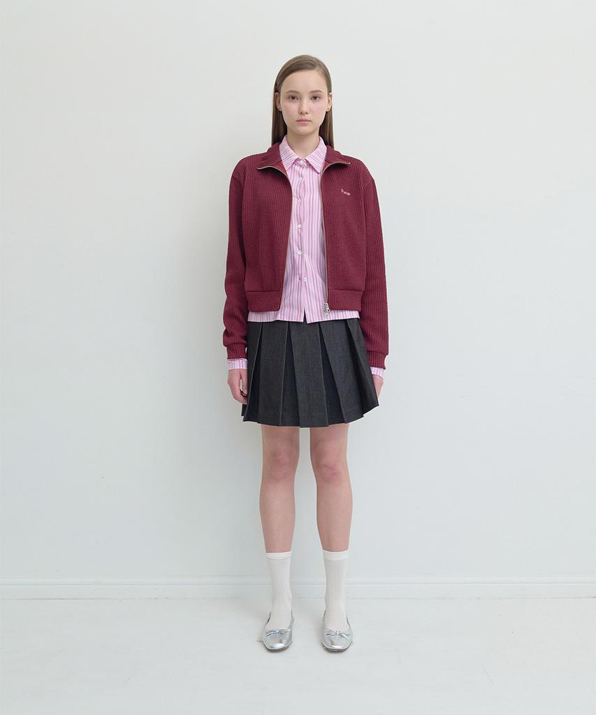 Pisis Denim Pleated Skirt_Charcoal