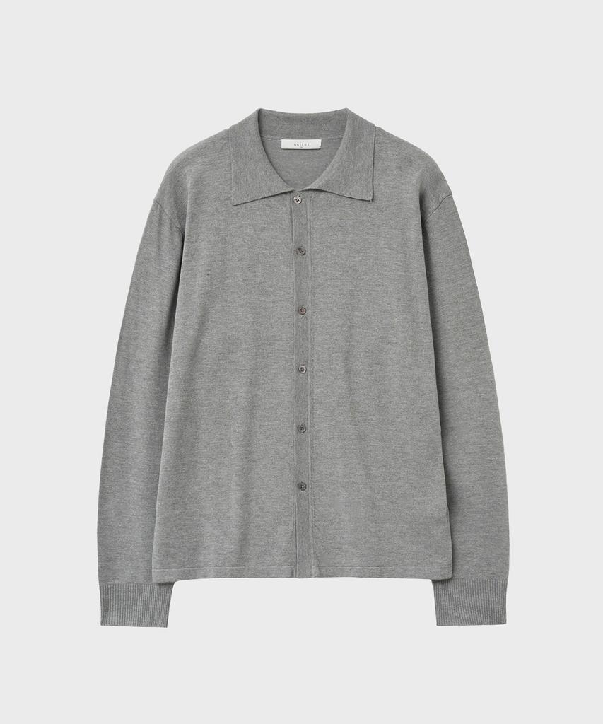 Noirer Layered Knit Shirt Cardigan (Gray)