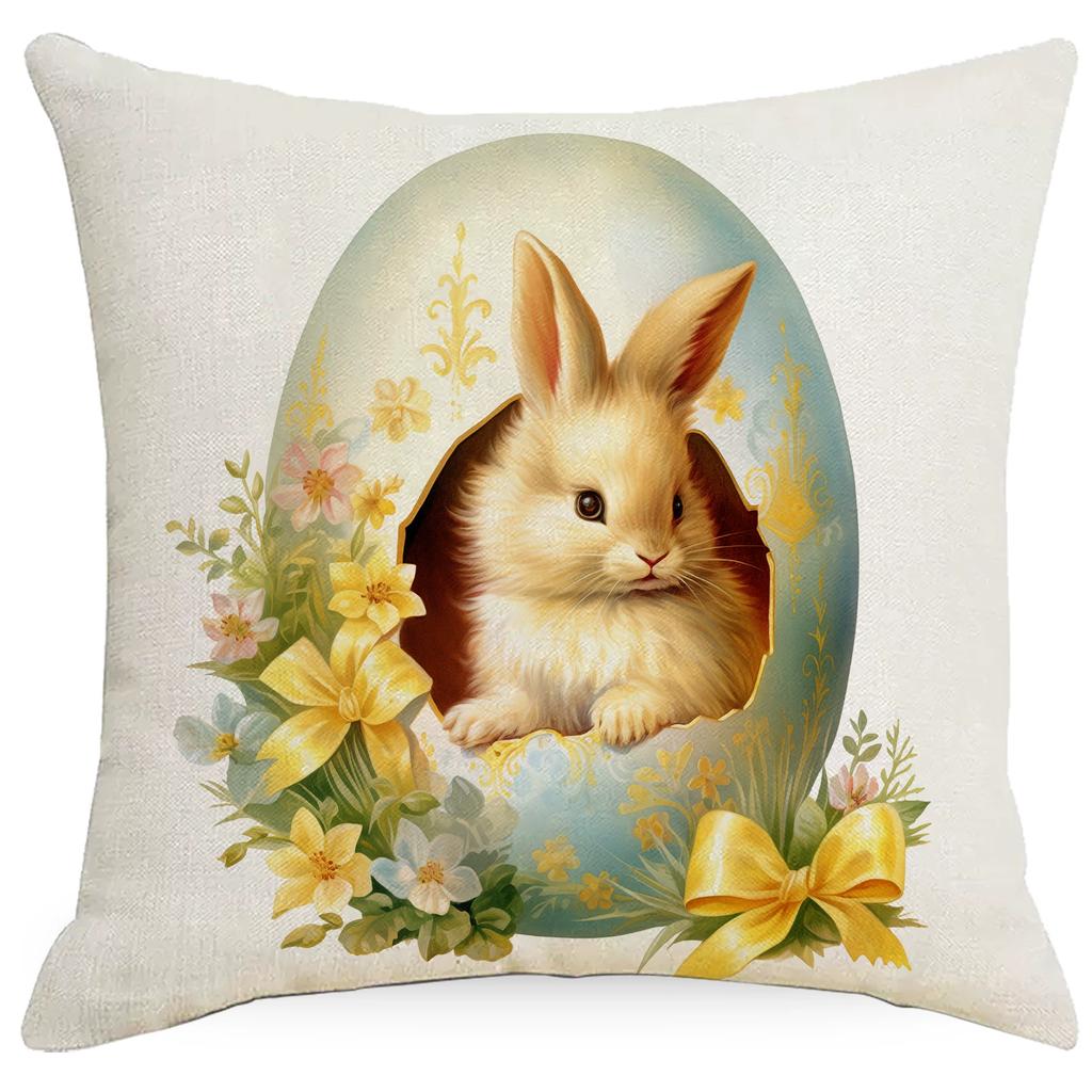 New Fashion Easter Cartoon Rabbit Easter Egg Pattern Series Cushion Cover 45cm Printed Home Decoration Sofa Pillowcase