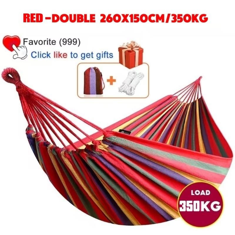 1Set Outdoor Canvas Camping Hammock Anti Rollover Portable Thicken Fabric Single/Double Hammock With Carry Bag For Patio