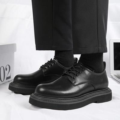 Fashion Men's Casual Business Wedding Formal Dress Shoes Lace-up Derby Shoe Black Trendy Platform Sneakers Original Leather Footwear Man