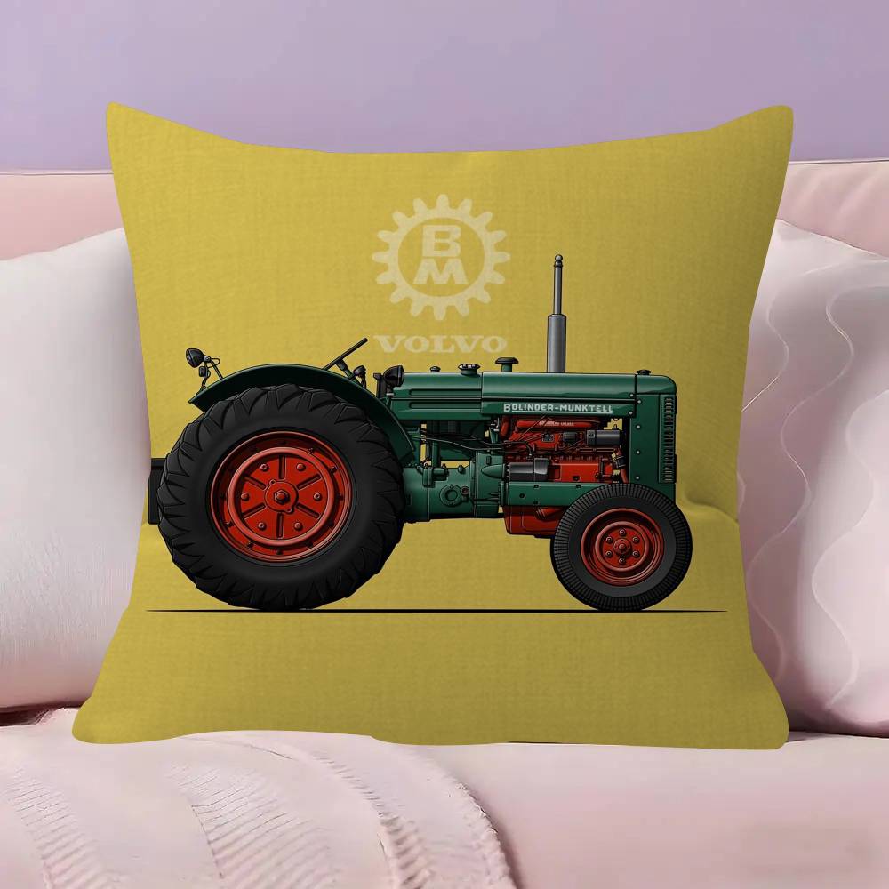 Car Tractor Decorative Double-sided Printed pillow cover Short plush Suitable living rooms bedrooms sofas throw cushion cover
