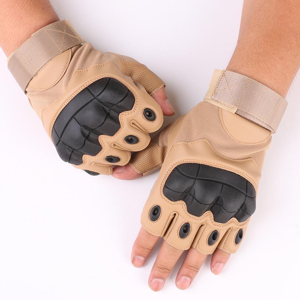 Outdoor Tactical Half Finger Gloves Field Training Sports Riding Mountaineering Non-Slip Motorcycle Full Finger Touch Screen Leather Gloves