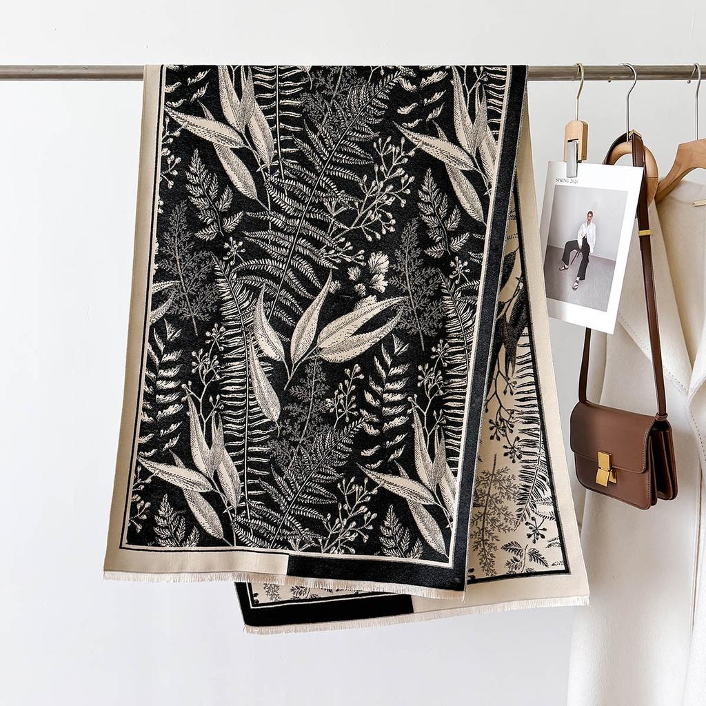 Autumn And Winter Retro Style Warm Scarf Shawl Classic Landscape Letter Printing Decorative Scarf Imitation Cashmere Large Shawl