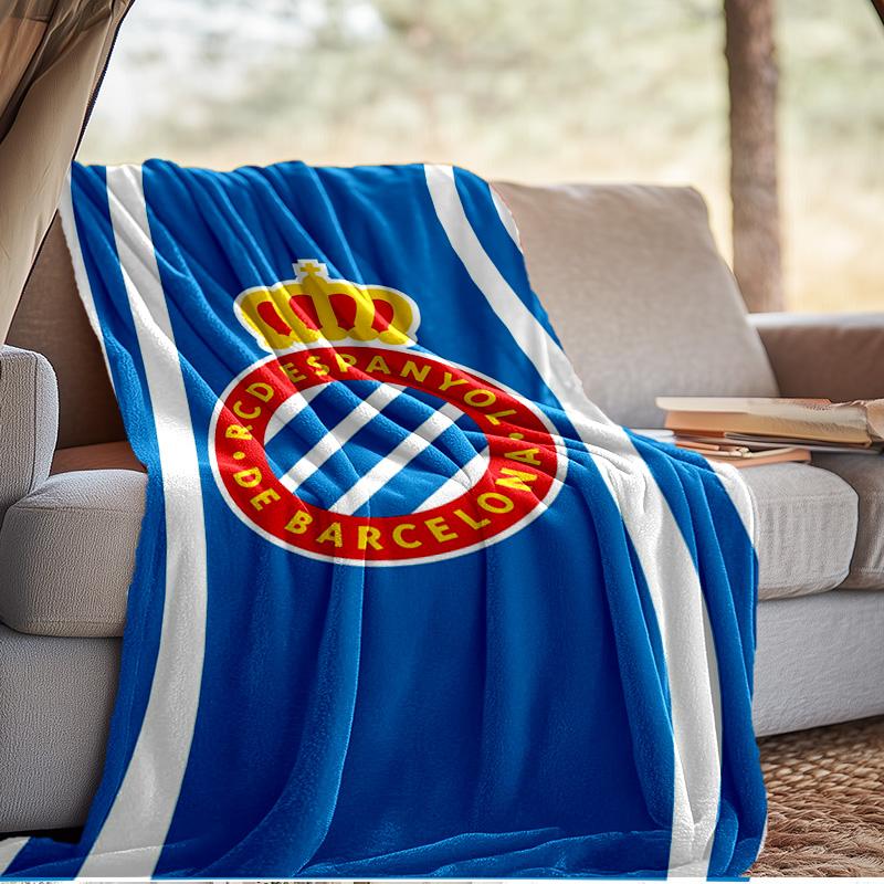 Real Sociedad Logo Ontwerp Deken Outdoor Flanellen Deken voor Kamperen, Wandelen, Tuinfeesten, Picknick Benodigdheden, cadeau voor familie en vrienden