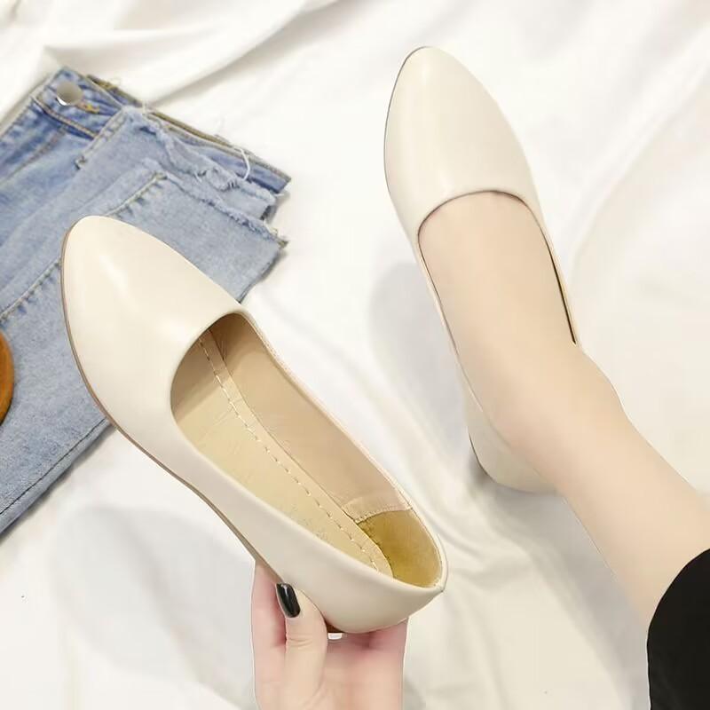 

2024 spring and autumn women s shoes flat shoes women s single shoes comfortable and fashionable new pointed soft sole one pedal Doudou shoes 41