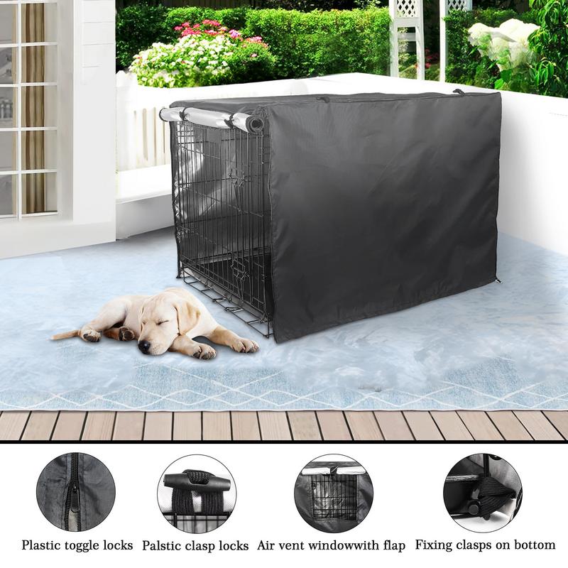 Wire Dog Crate Cover Double Door Privacy Dog Crate Cover 42 Inches Heavy Duty Oxford Fabric Puppy Crate Sunshade For Wire Cage