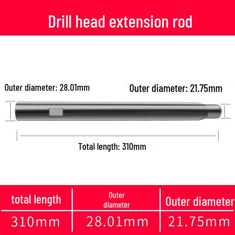 Extended Diamond Core Drill Bit Rod, 100mm-1m, for Drilling Machines
