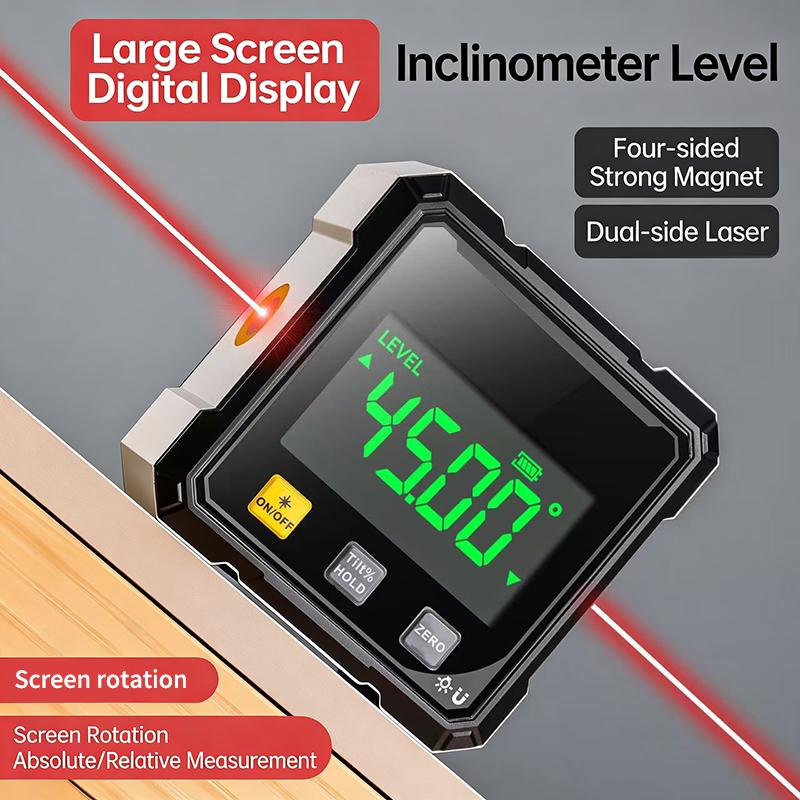 Accurate Measurement Level Four Sided Magnetic Suction Double-Sided Laser Tilt Angle Box Small Electronic Angle Ruler For Slope