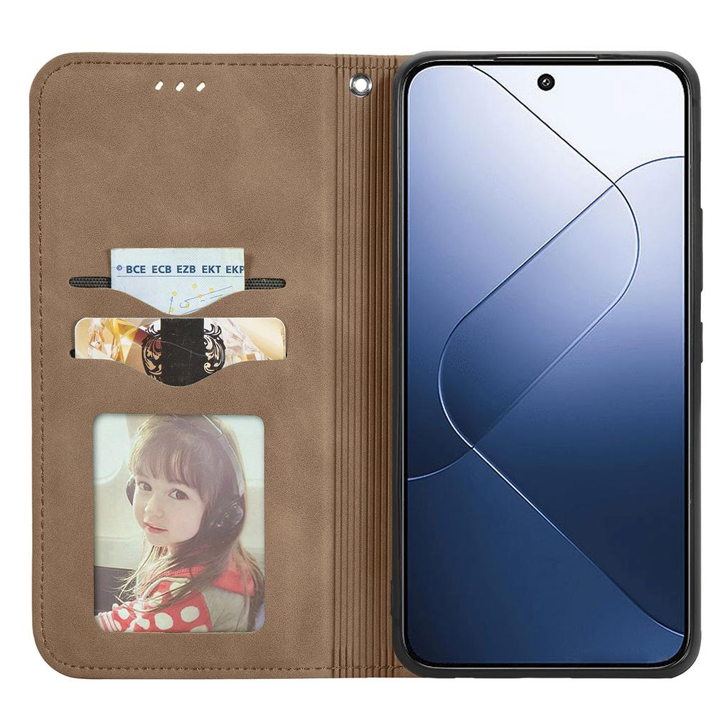 For Xiaomi 14T Leather Case with Card Holder Magnetic Absorption Phone Cover