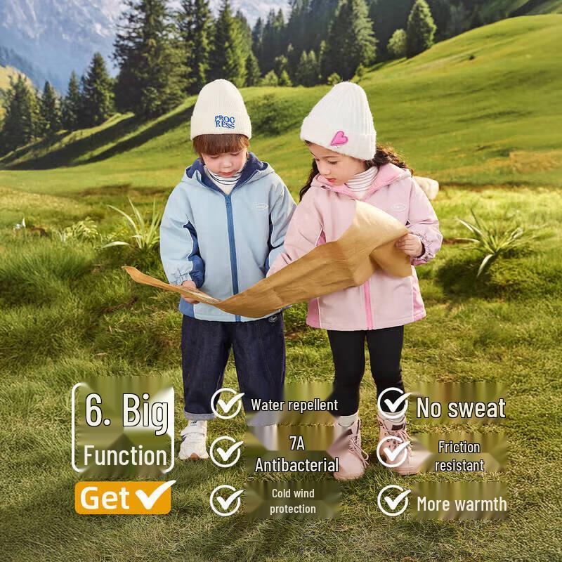 JELLYBABY Kids' Outdoor Color-Block Thermal Softshell Jacket