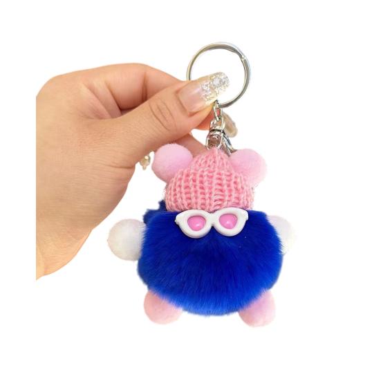 Yousheng Keychain Plush Rabbit Fur Cartoon Doll Shape Bag Charm Car Keychain Decorative Accessory Emotional Support Gift
