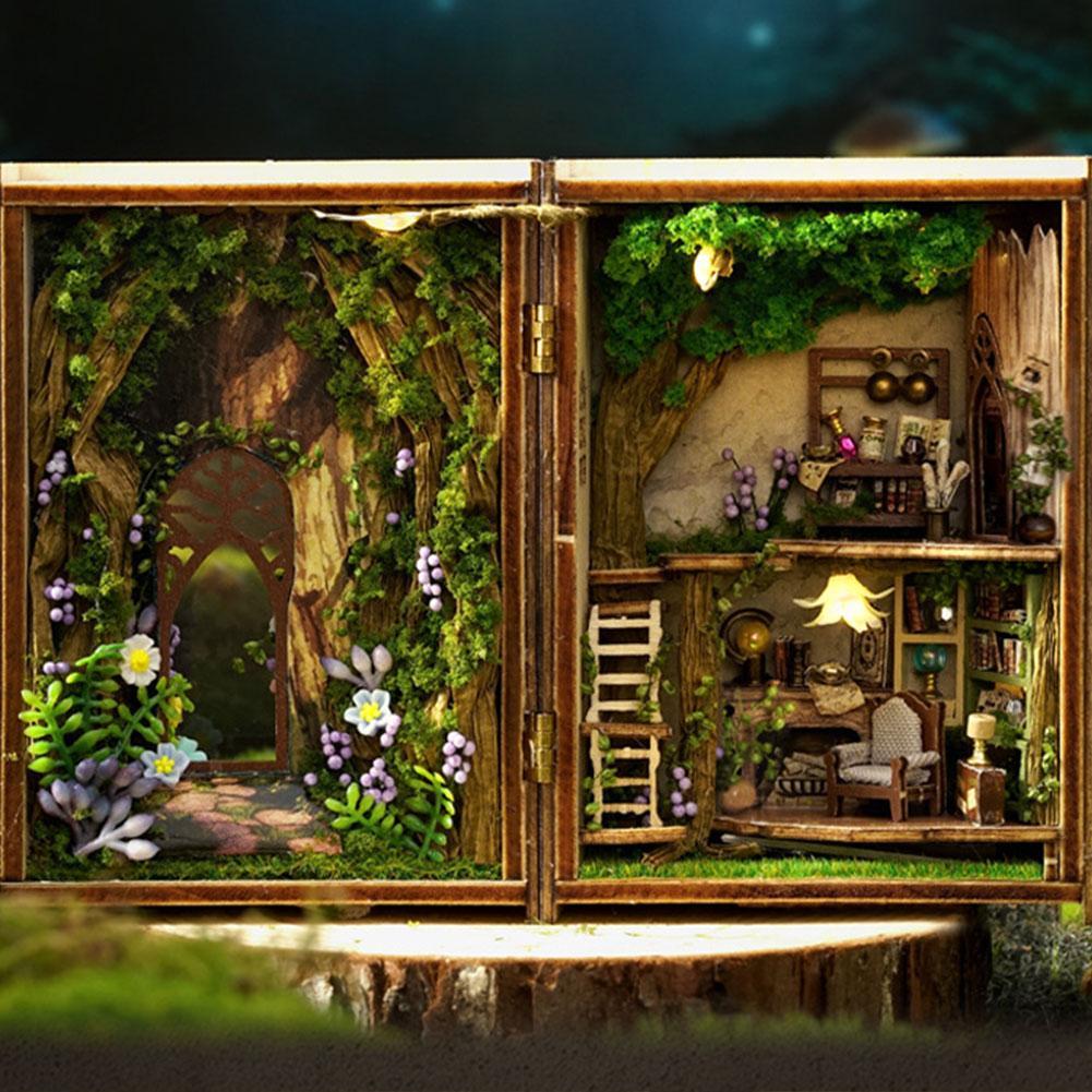 Casă de păpuși în miniatură din lemn, ansamblu puzzle 3D, jucării de construcție, model artizanat cu cadou Woo E1I8