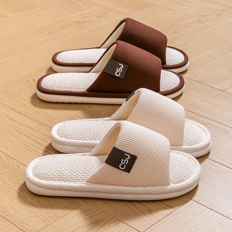 Linen slippers spring and autumn couple four seasons indoor household cotton and linen stepping on shit feeling home non-slip summer wholesale