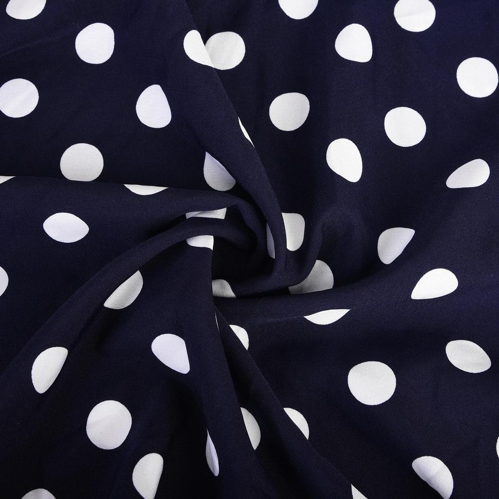 Women's Summer Fashion V-Neck Short Sleeve Button Polka Dot Belt Dress