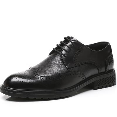 Golden Sapling Wingtip Brogues Skor för Män Retro Äkta Läder Derby Sko Manlig Hög Kvalitet Snörning Formella Skor Skodon