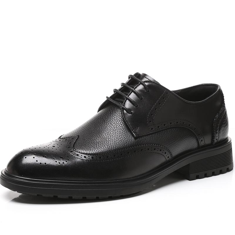 Golden Sapling Wingtip Brogues Shoes for Men Retro Genuine Leather Derby Shoe Male High Quality Lace Up Formal Shoes Footwear