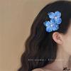 Blue Beach Floral Hair Clip - Elegant Headwear & Side Hairpin Accessory