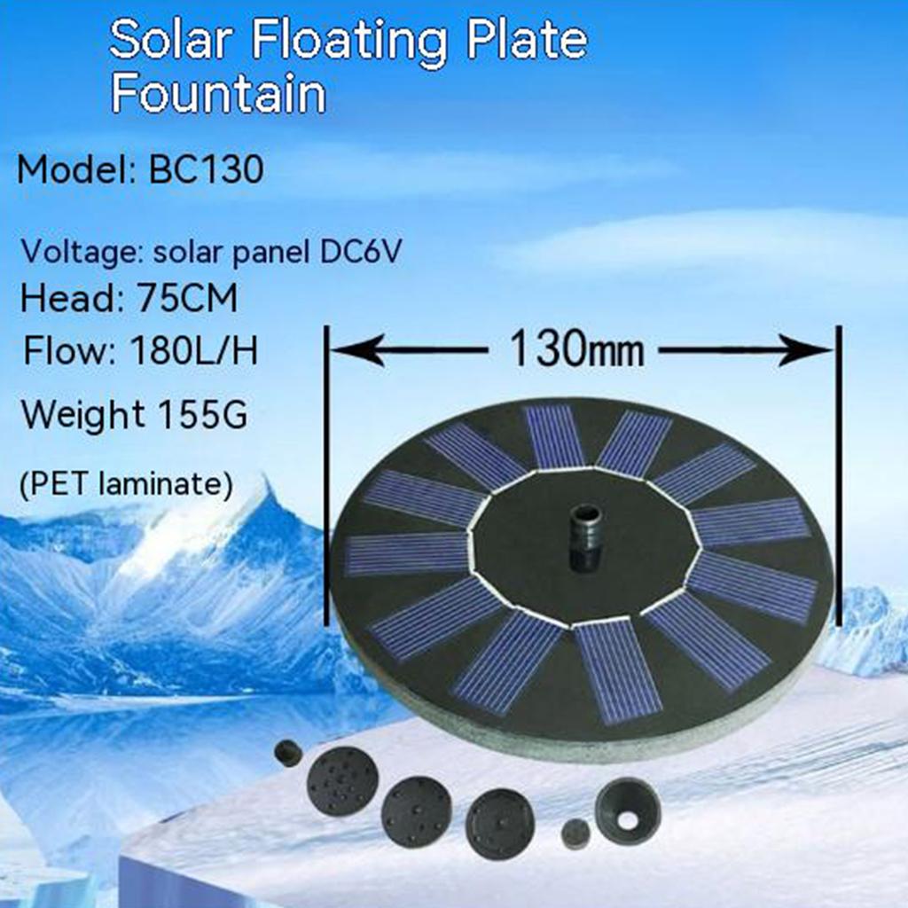 Fontana Solare da 13cm/16cm con 6 Ugelli Avviamento Rapido Alta Efficienza Alimentata a Energia Solare Pompa Fontana per Bagno Uccelli