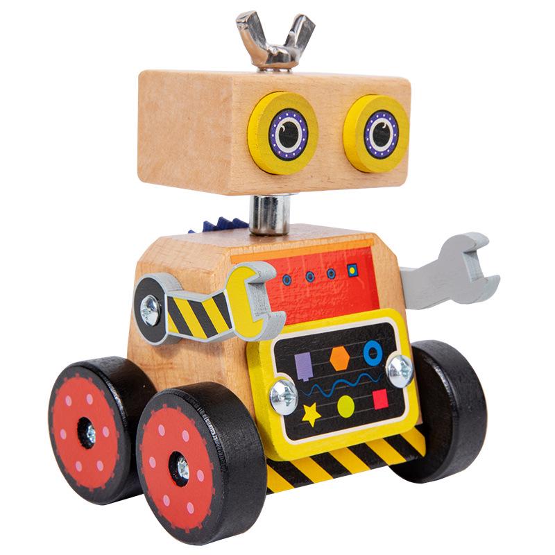 DIY Interlocking Car Robot Assembly Kit for Kids - Wooden Educational Toy