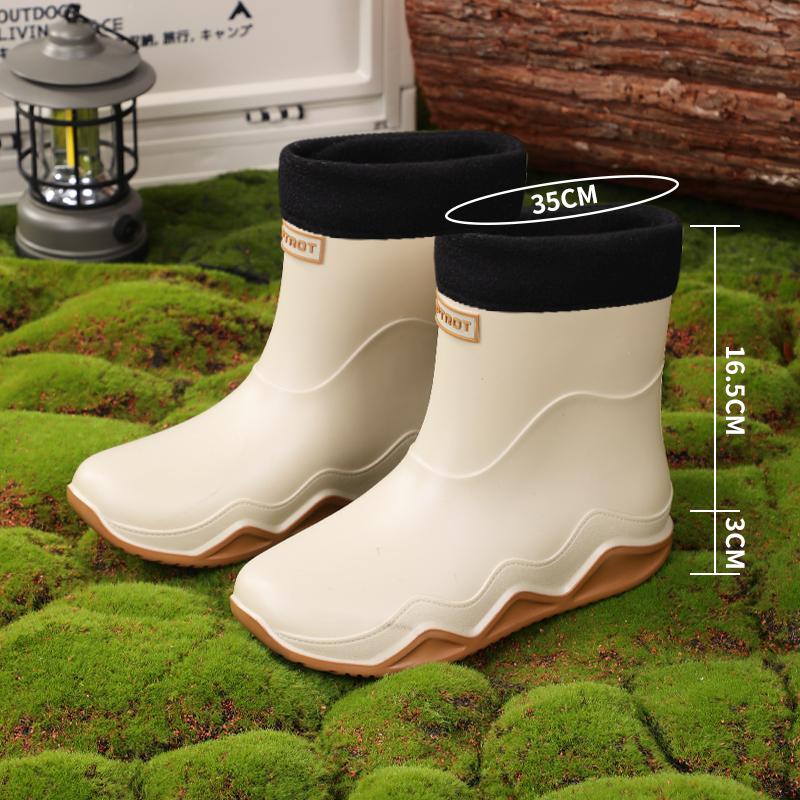 

Men s Lightweight PVC Waterproof Boots Trendy Fashion Simple Atmosphere Warm Anti-Skid Rain and Snow Shoes Adult Size 43