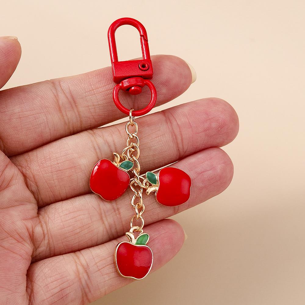 Pretty Grape Apple Keychain Simulation Fruit Key Ring Pendants for Women Girls Handbag Decor DIY Handmade Jewelry Gifts