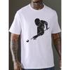 Figure Playing Billiard Graphic Print Men's Crew Neck Short Sleeve Tees, Trendy T-shirt, Casual Comfortable Versatile Top For Summer