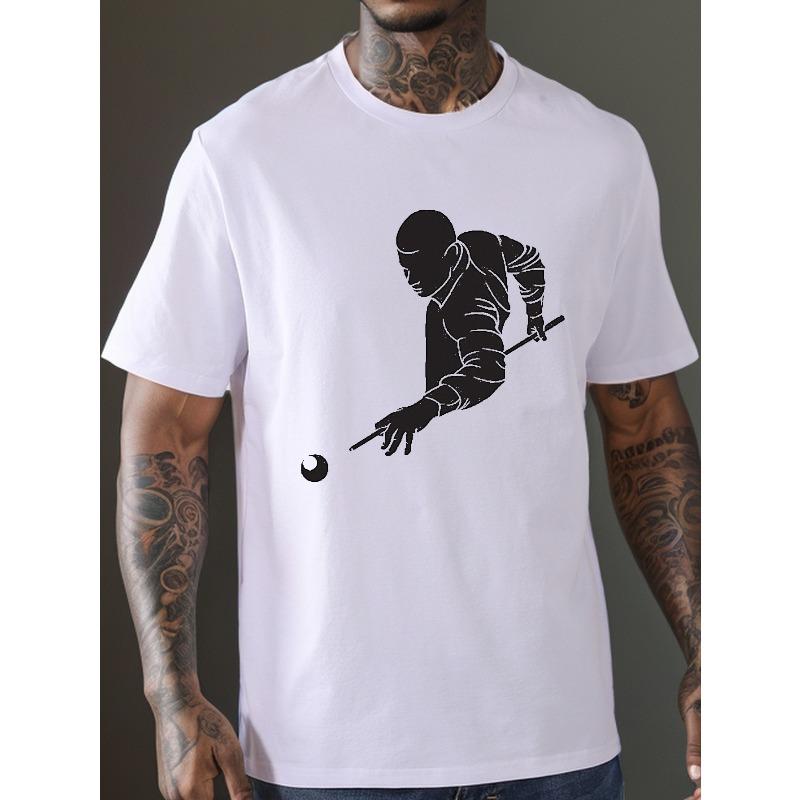 

Мужские футболки с коротким рукавом и круглым вырезом с графическим принтом Играющий в бильярд , Модные футболки, Повседневный удобный универсальный топ для лета S белый