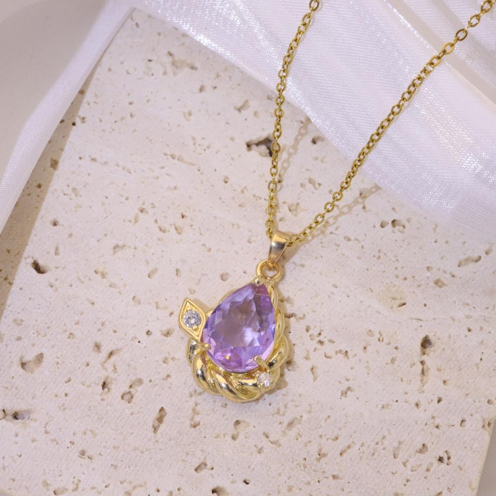 

Fashion Drop Shape Pendant Necklaces for Women Zirconia Necklace Wedding Party Jewelry Accessories золотий