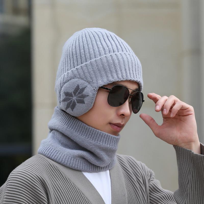 Polyester Knit Hat For Men Winter Warm Windproof Casual Outdoor Headwear