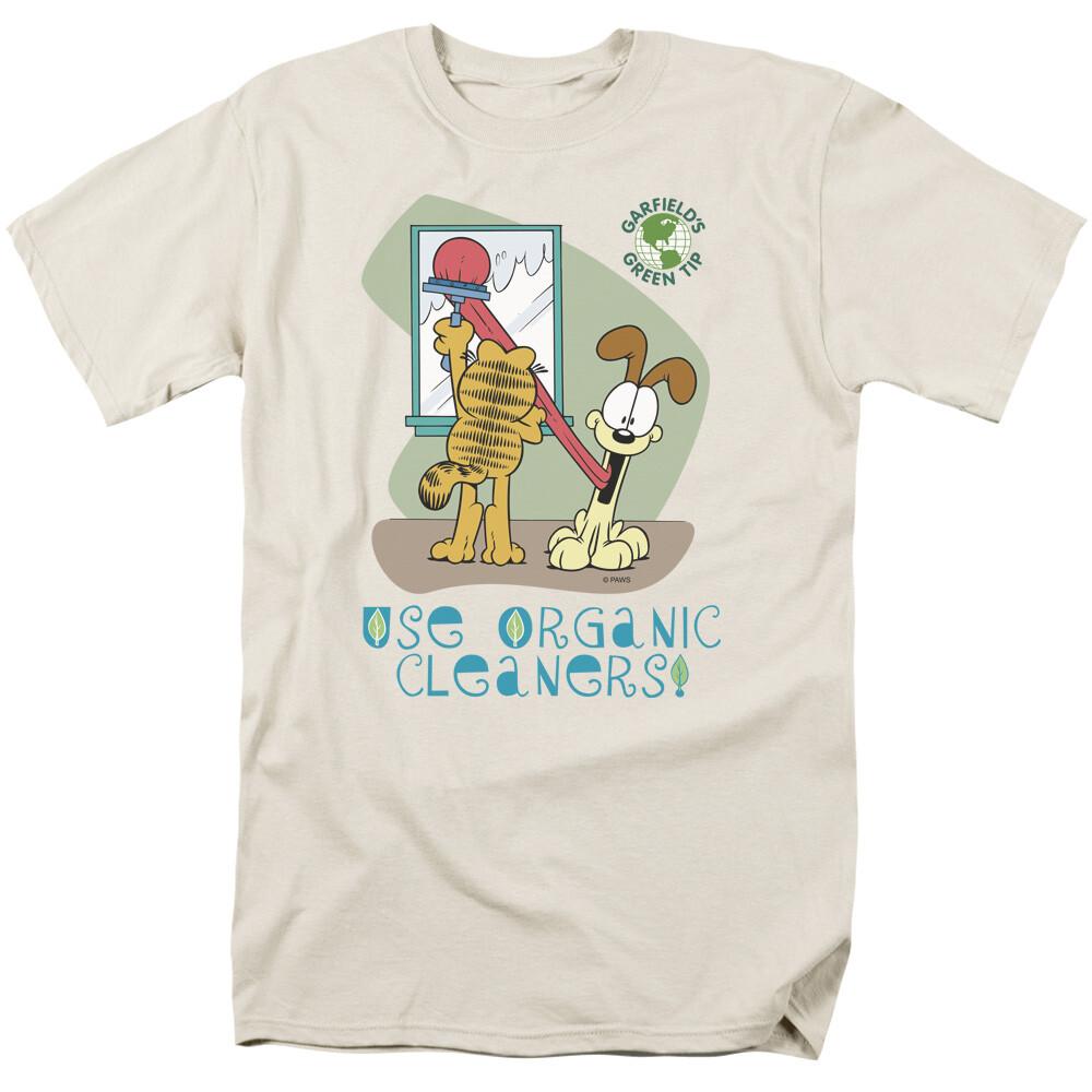 Garfield Organic Cleaners T Shirt Mens Licensed Odie Jim Davis Comic Tee Cream XXL