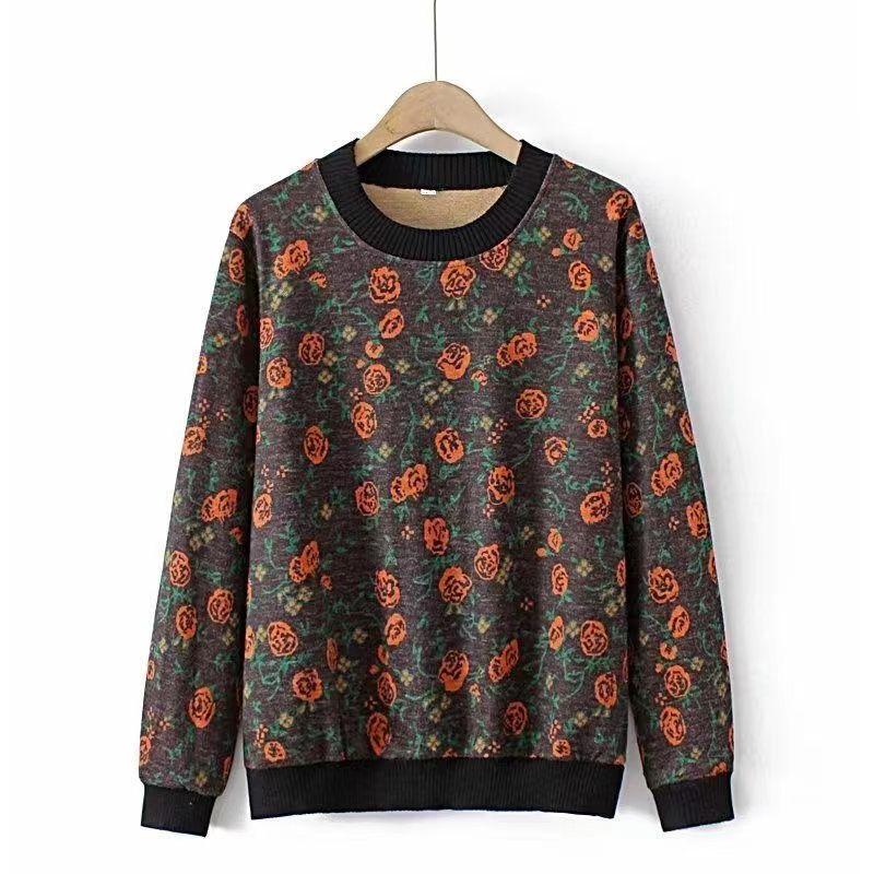 Sweatshirt for Women Cotton Oversize Fleece Thickened Loose Round Neck Casual Pullover Long Sleeve Top Sweatshirt