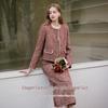 Xiangying Women's Boucle Tweed Skirt Suit