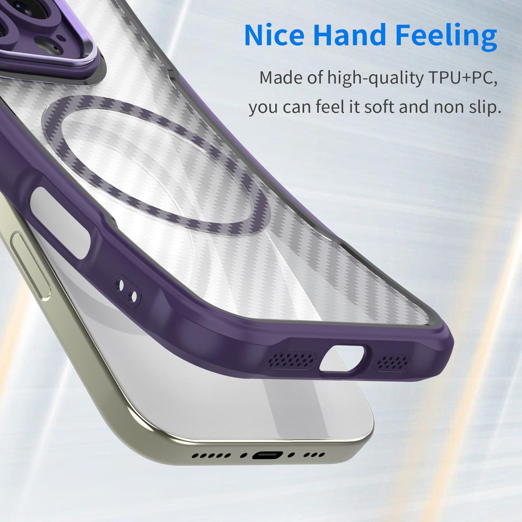 Samsung Galaxy S23 Case, Magnetic Carbon Fiber Transparent Phone Case Cover for Samsung Galaxy S23