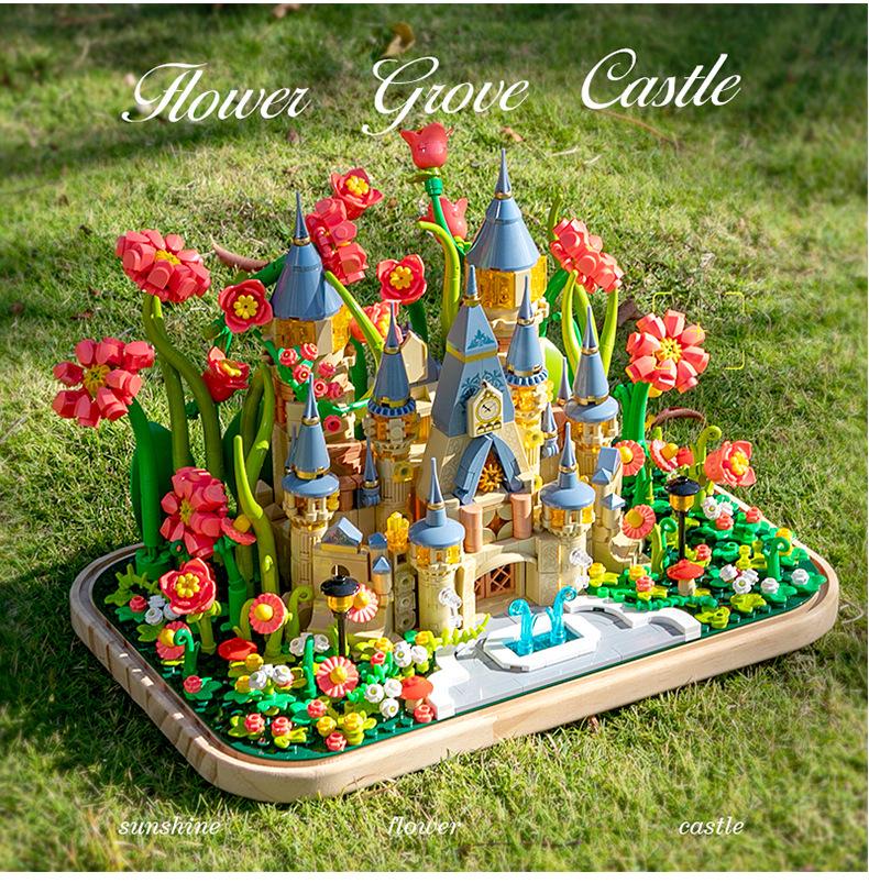 Fermi S2238 Huaylin Castle Preserved Flower Model - Handmade Building Blocks for Kids - Valentine's Day Gift
