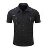 Men Shirt Solid Color Simple Casual Turn-down Collar Flap Pockets Summer Shirt Daily Clothes